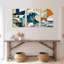 Motif de vagues géométriques, reproduction d'art sur toile tendue sur toile (ensemble de 3)-2034649883