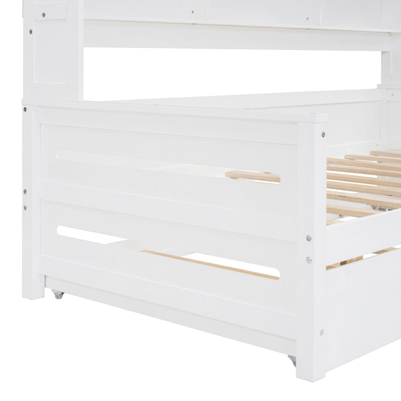 Lit de jour en bois avec couchette, Lit simple, Blanc