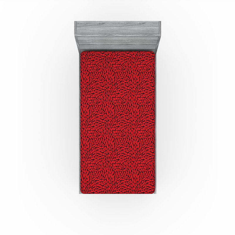 Drap-housse Ambesonne, paquet de 2, Noir / rouge abstrait, Drap-housse de taille simple