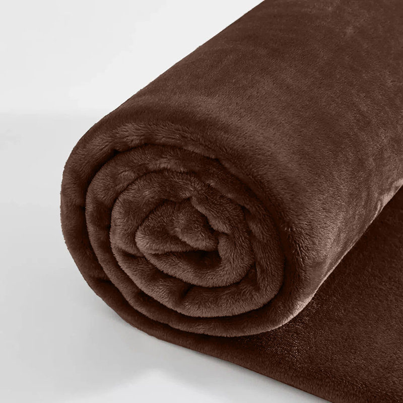 Reversible Mink Faux Fur Plush Fleece Throw/ Blanket, 230cm x 270cm, Coffee