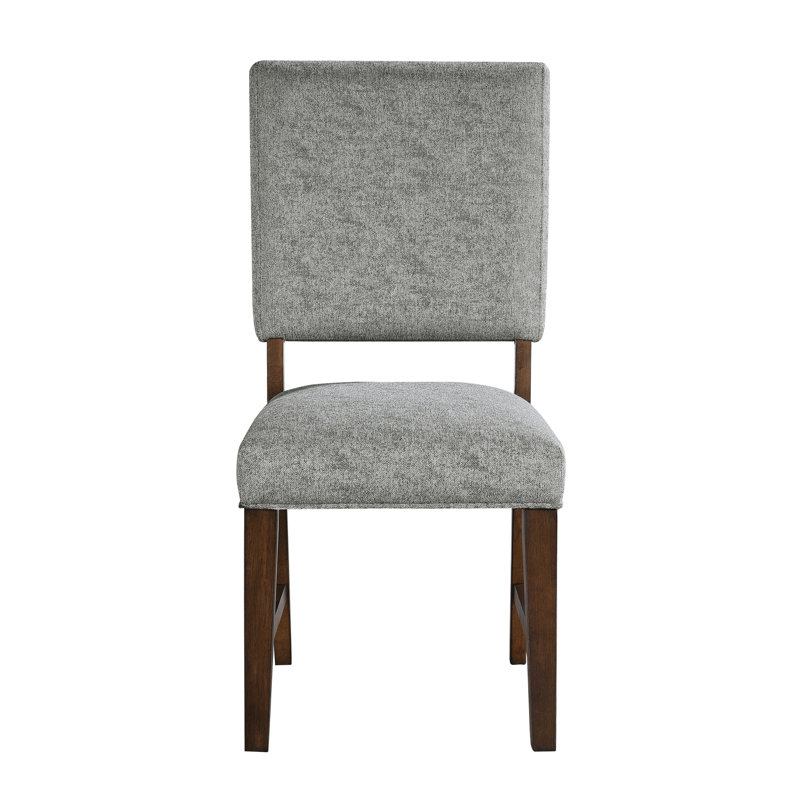 Chaises d'appoint en bois gris texturé 100% rembourrées en tissu avec finition noyer de 2, siège de salle à manger moderne, capacité de poids de 250 lb, assemblage facile pour la salle à manger, siège et dossier, capacité, nécessaire