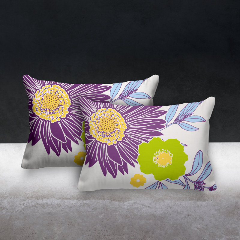 Polyester/Polyester Blend Lumbar Rectangular Indoor/Outdoor Pillow Cover & Insert, Purple