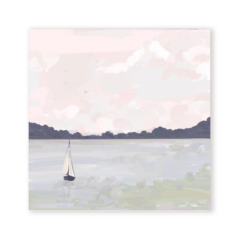 Coastal Retreat Sailing Through Abstraction, 48" H x 48" W x 1.5" D, Wrapped Canvas, Does Not Apply