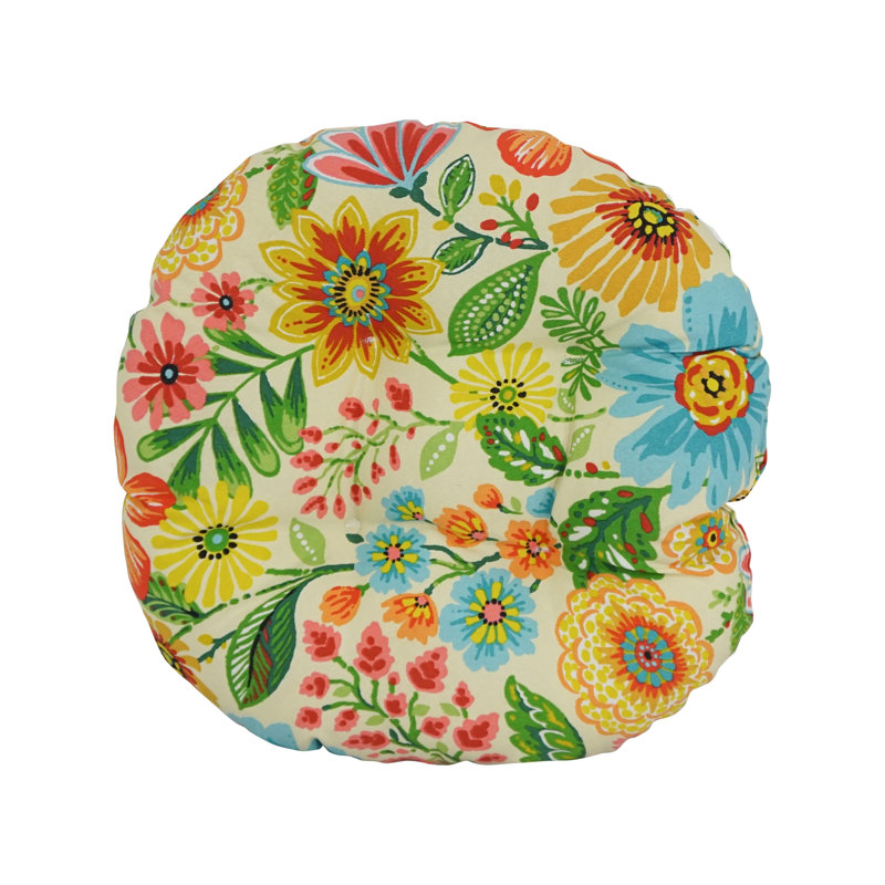 Outdoor 4'' Ottoman Seat Cushion, White/Green