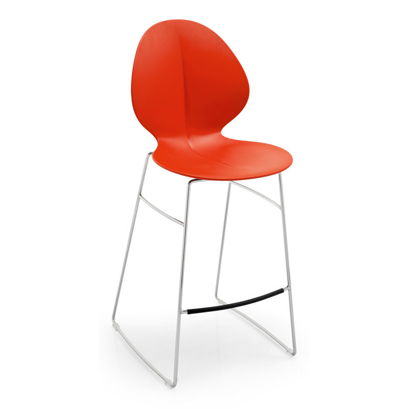 Basil Ergonomic Stool with Metal Base, Counter Stool (26.25" Seat Height), Matte Optic White