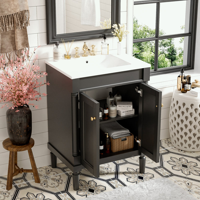 Rangement pour salle de bain Pollark, Doré, Noir