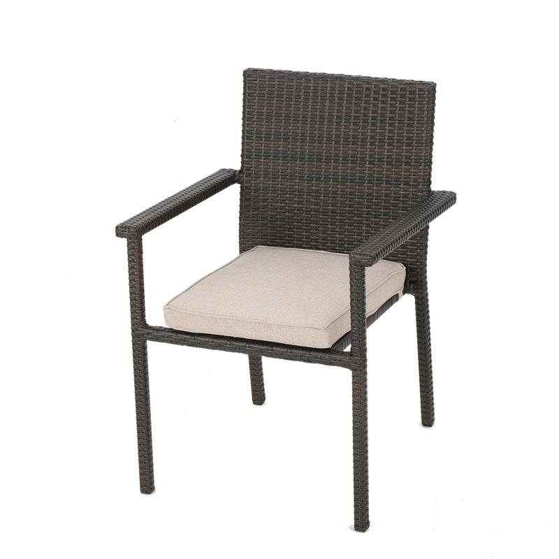 Chaise de salle à manger San Pico, 1 pièce avec coussin, Brun