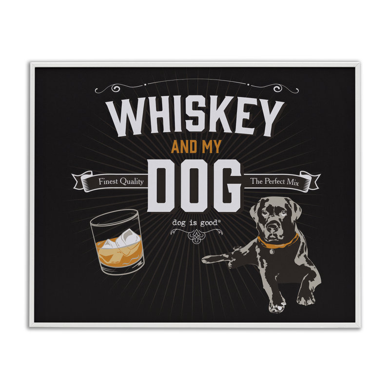 «Whiskey & My Dog», estampe numérique par Dog Is Good, Estampe numérique encadrée blanc bord de mer, H 16 po x l 20 po