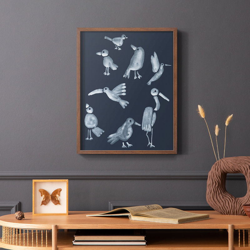 Flock II Framed Print - Solid Wood, Brown, 20" H x 16" W