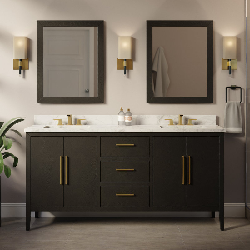 Ensemble de meuble-lavabo double 72 po Calgary, Chêne foncé