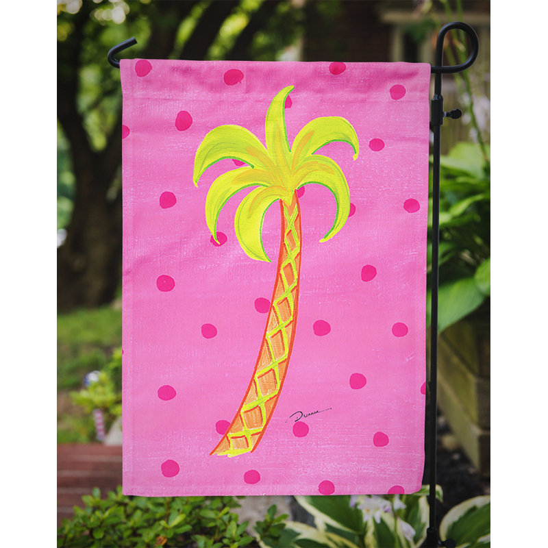 Drapeau de jardin 2 côtés palmier tree, Rose