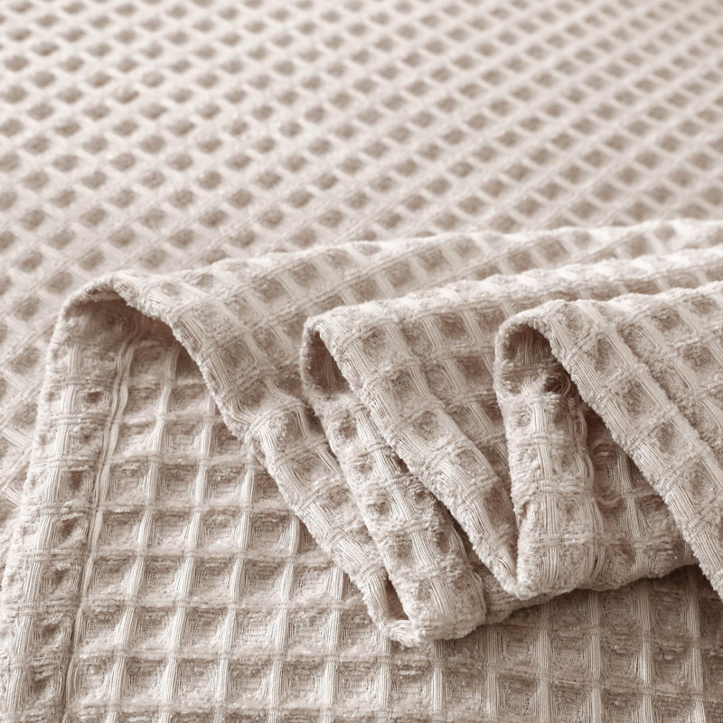 MeadowPark Fluffy Chenille Waffle Weave Bed Blanket, Reversible, 380 GSM, OEKO-TEX Certified, Taupe, King