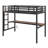 Metal Loft Bed With Power Outlet And LED Lighted, Space-Saving