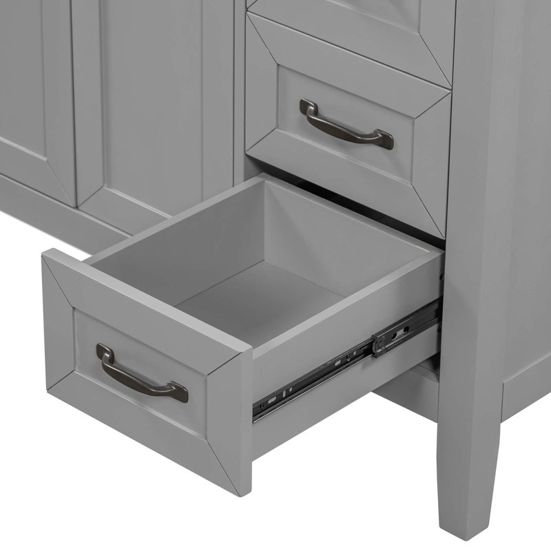 Meuble-lavabo 36 po sans lavabo, base d'armoire seulement, armoire de salle de bain avec tiroirs, structure solide et panneau de fibres à densité moyenne