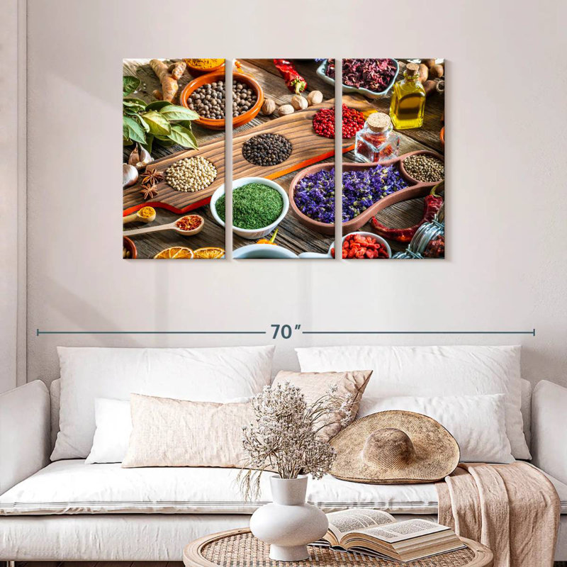 Yarlin Rustic Kitchen Herbs And Spices, 28" H x 45" W