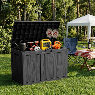 30.77"W 45 Gallon Water Resistant Resin Lockable Deck Box(Black)