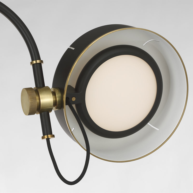 Thomas O'Brien Oso 58" Articulating Reading Floor Lamp with Modern Shade, Modern Iron/Hand-Rubbed Antique Brass, Iron