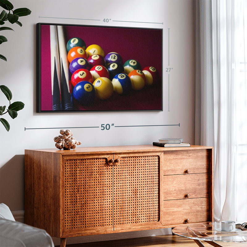 Red Pool Table Canvas Print, 27" H x 40" W