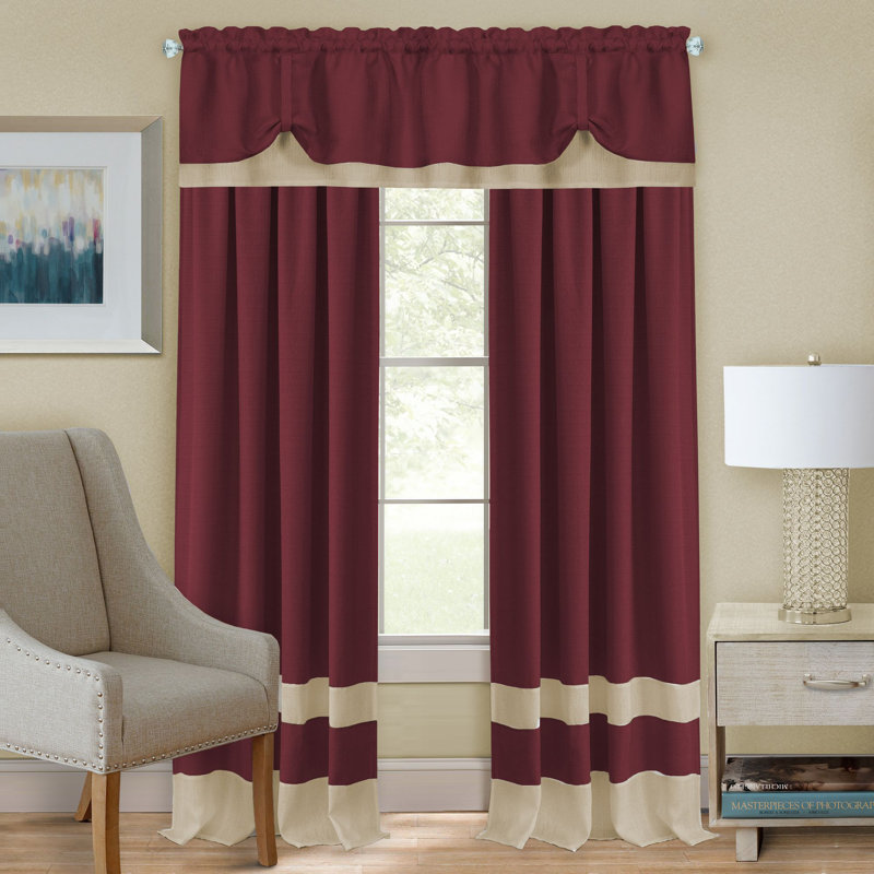 Lamesa Semi Sheer Curtain Single Panel, 52" W x 84" L, Marsala/Tan