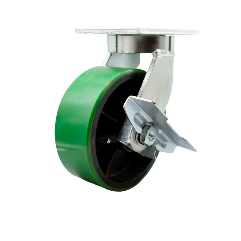 Roulettes en polyuréthane robuste sur fonte, Vert