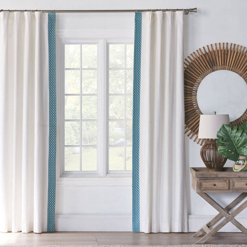 Malia 100% Cotton Semi Sheer Curtain Single Panel, 96" W x 96" L, Right