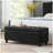 Upholstered tufted button storage bench ,Faux leather entry bench with spindle wooden legs, Bed bench- Black