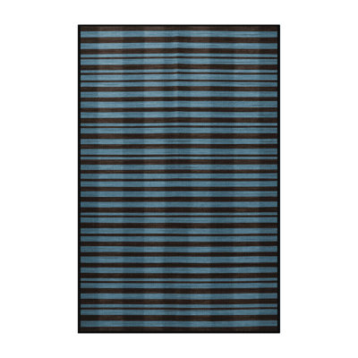 Machine Washable Horizontal Stripes Brown Area Rug