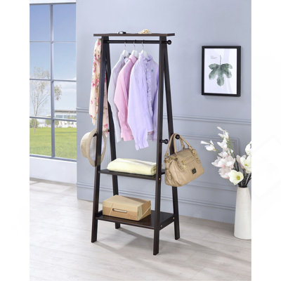 59" Tall Wooden Garment / Coat Rack, Dark Espresso