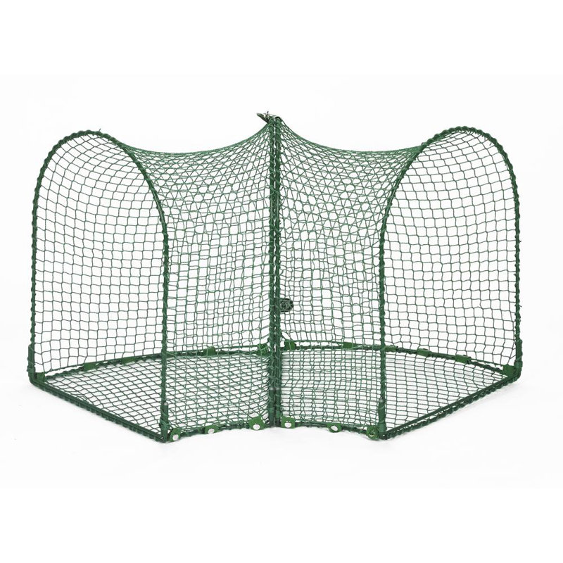 Green Metal Outdoor Cat Enclosure with Curved Design