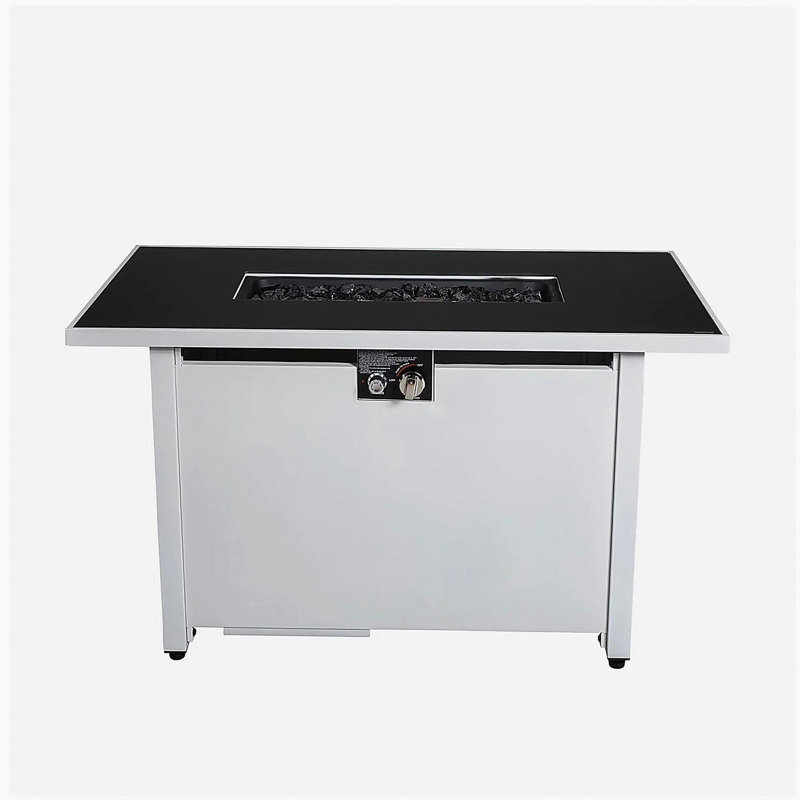 Fire Pit with Powder Coated Surface Treatment and Smoked Glass Roof