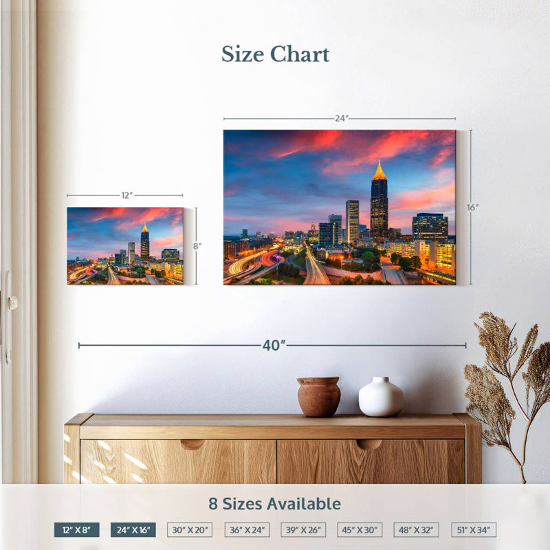 Horizon de Sireci, radiant d'Atlanta, H 16 po x l 24 po