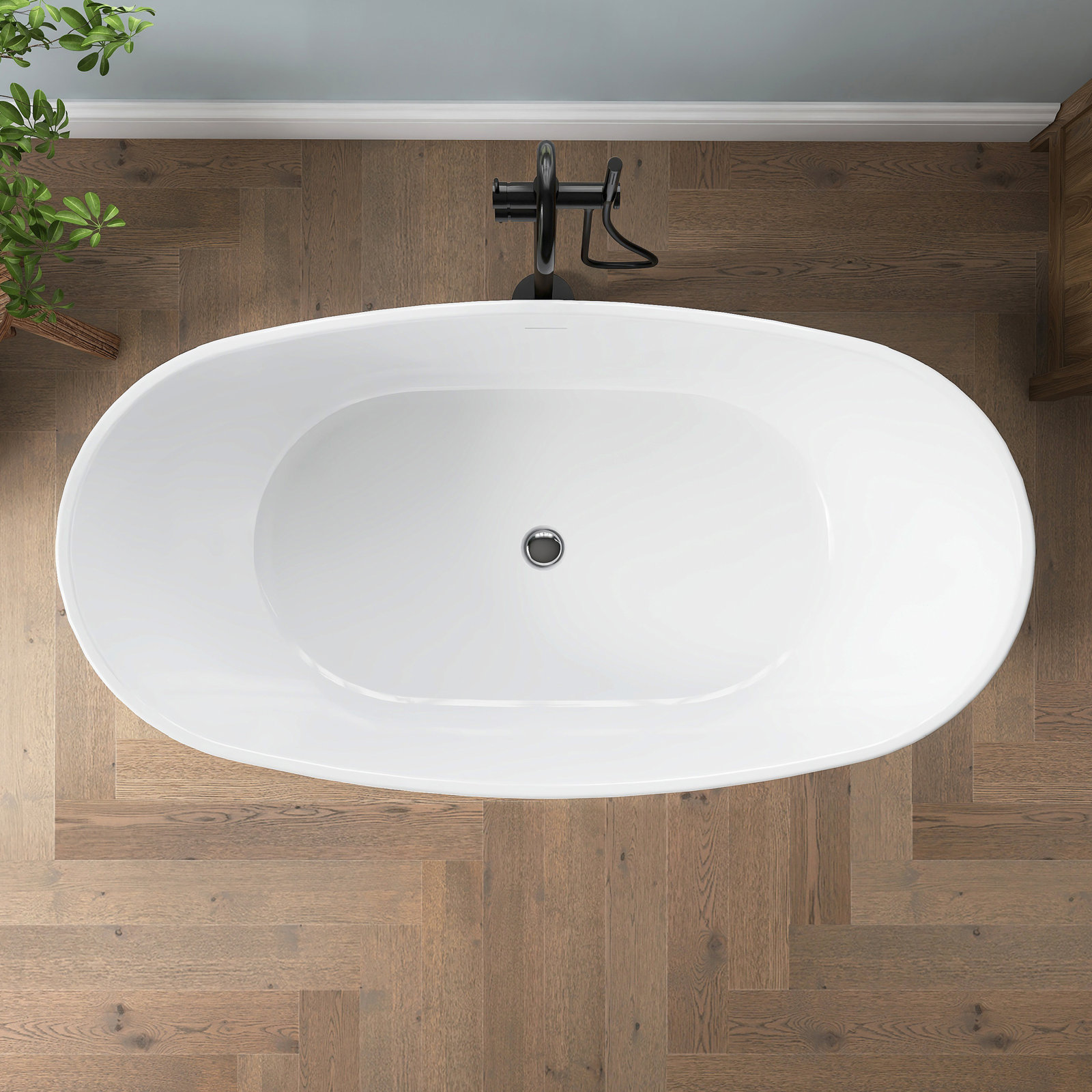 Tidal 60" Freestanding Acrylic Soaking Tub, White