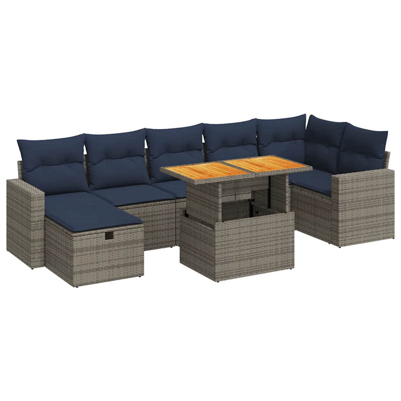 Wicker 7 - Person Garden Lounge Set with Cushions