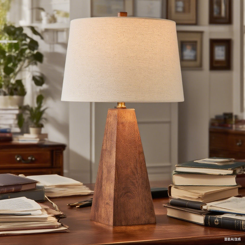 Lampe de table pyramidale en bois de noyer 29 po Calandria