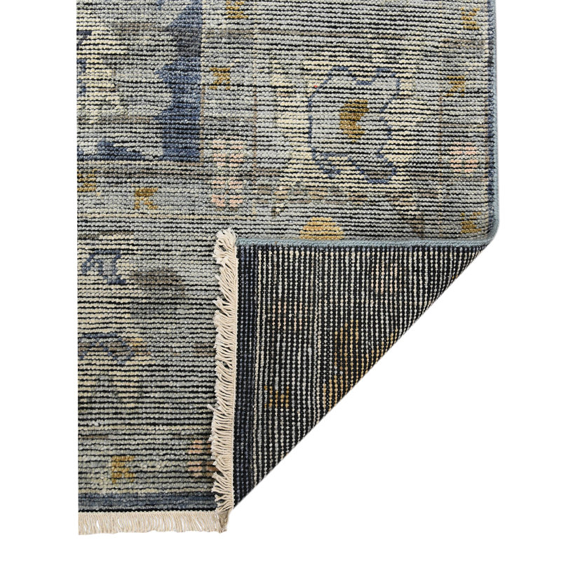 Jwell Hand Knotted Wool Geometric Area Rug, Rectangle 9' x 12'