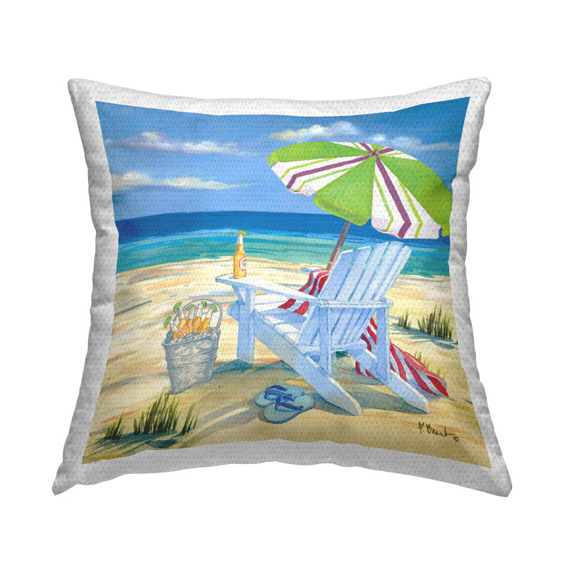Coussin décoratif d'extérieur Nautical Beach Scene par Paul Brent
