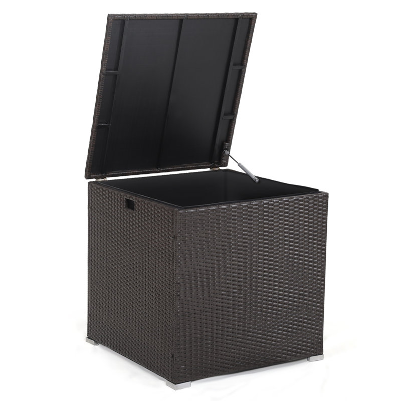 17 Stories Kinson 70cm W 270L Water Resistant Wicker Deck Box in Brown