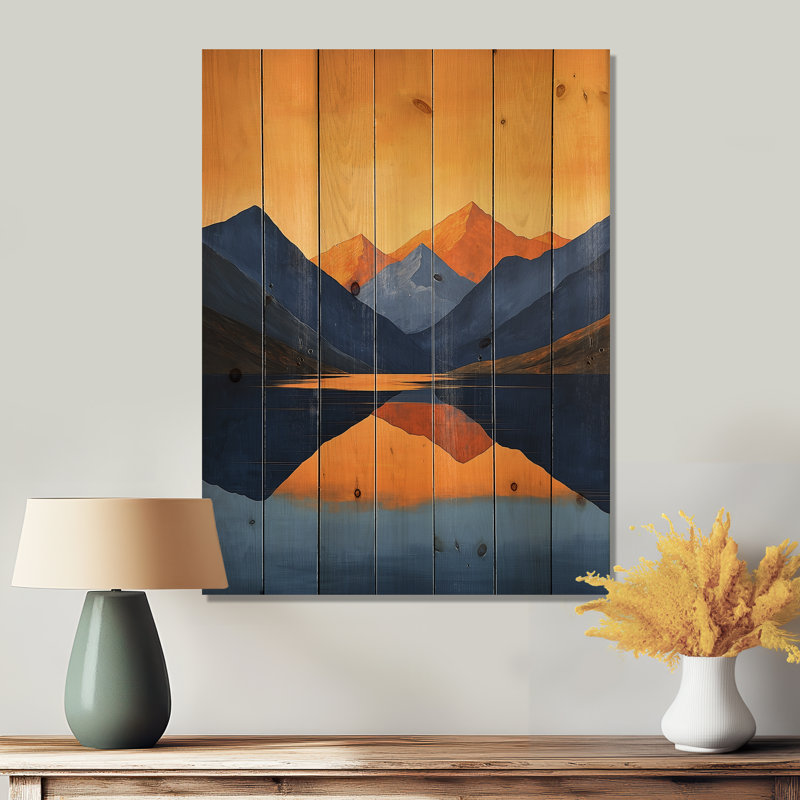 Safire Peaks At Dusk Mountains I - Paysage de montagnes, reproduction sur bois - sur bois de pin naturel