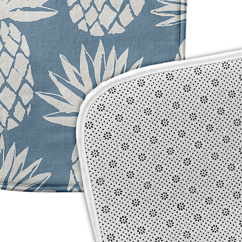 Tapis de bain à motif ananas, L 17 po x L 24 po, Bleu clair