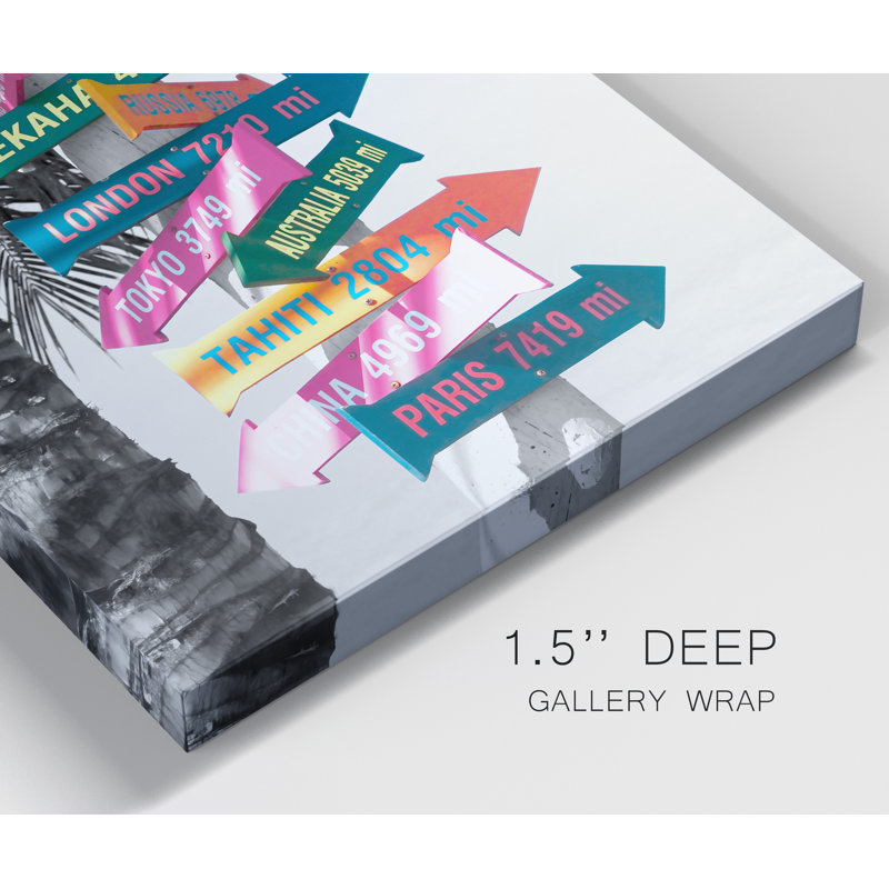 Mission Beach - impression d'art graphique, H 12 po x l 8 po x P 1 po, Toile tendue, Pas de tapis