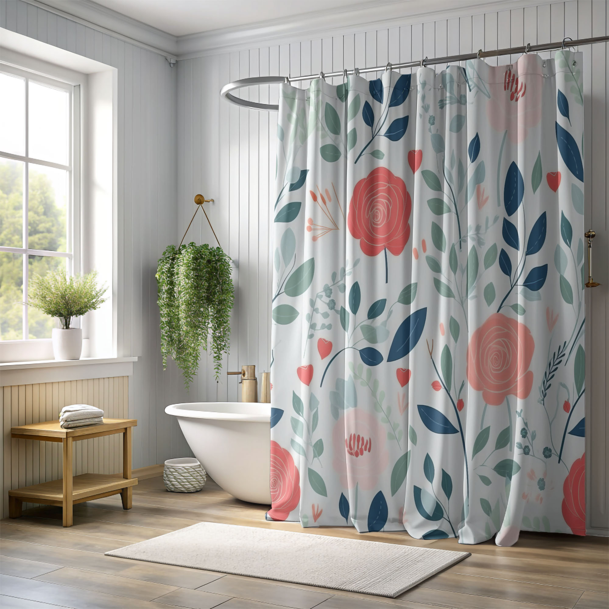 East Urban Home Floral Sanctuary - Premium Shower Curtain | Wayfair