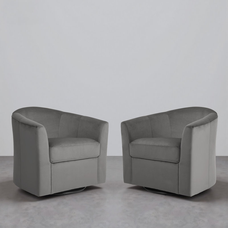 Upholstered Swivel Barrel Chair, Grey