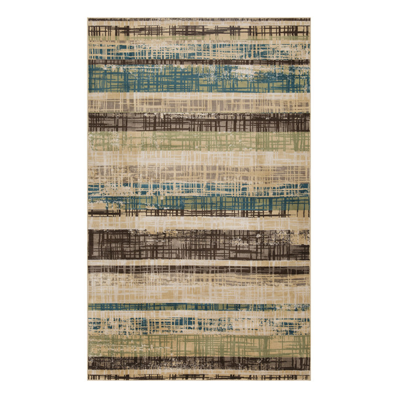 Celek Contemporary 100% Polypropylene Abstract Striped Indoor Area Rug, Rectangle 2' x 3'