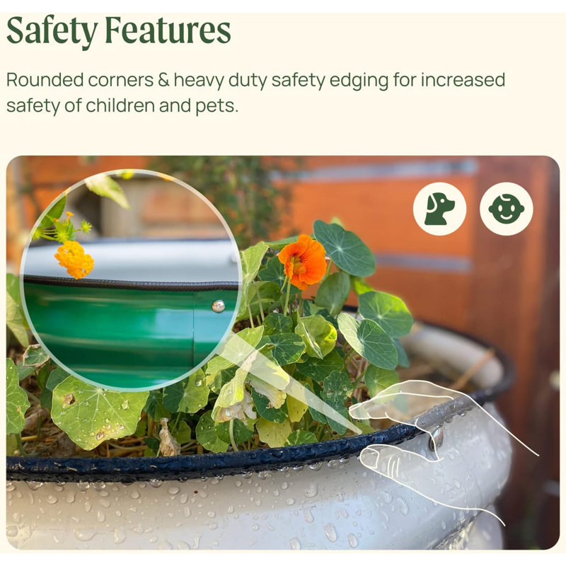 British Green 17" Tall Round Metal Outdoor Raised Garden Bed