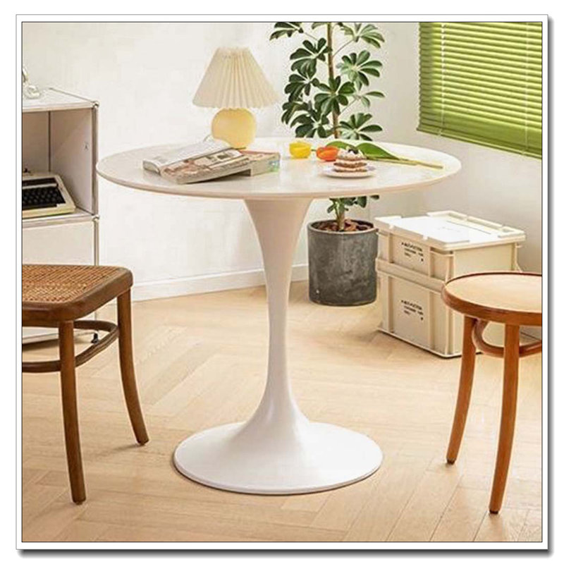 Table de salle à manger ronde, Blanc, H 29,1 po x l 31,5 po x P 31,5 po, Blanc