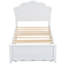 Lit plateforme simple en bois avec tête de lit et lit gigogne simple, blanc-124438805