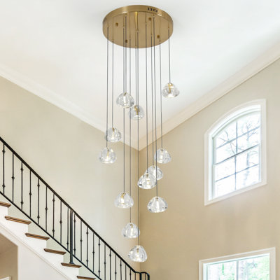 Mercer41 12 Lights Crystal Pendant Lights For Stairs Dinning Room LED G4 *3 W 3000K Bulb Included