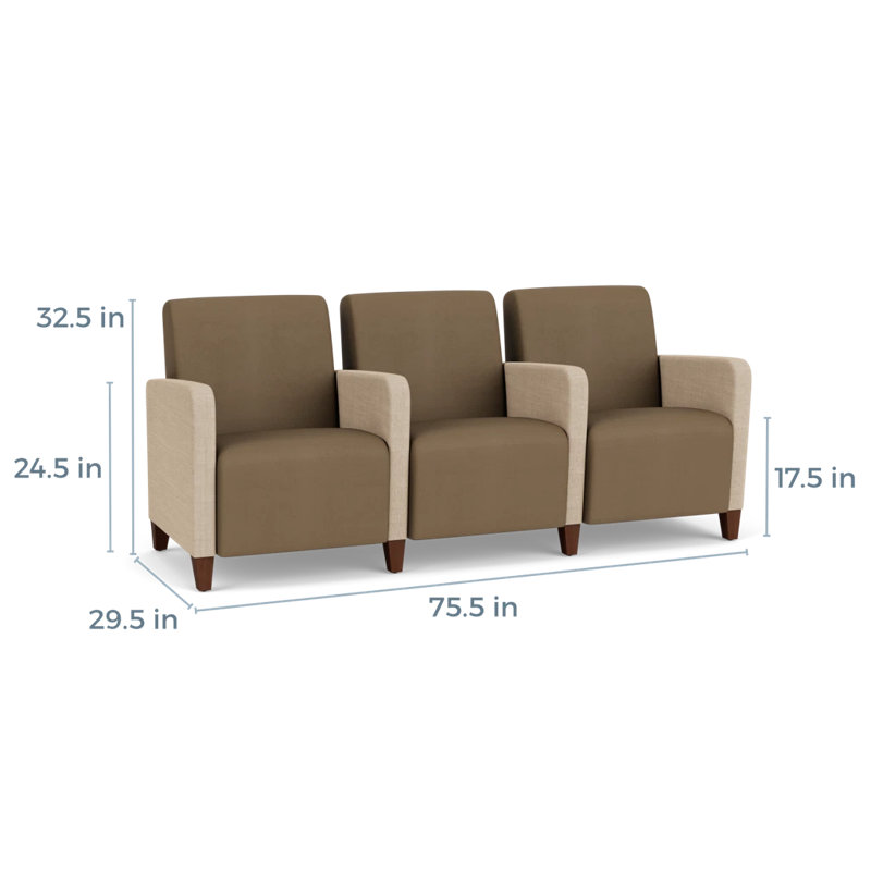 Sièges tandem Ravenna, Bois de noyer, Chambray calcaire / Patriot Plus taupe