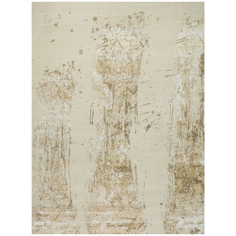 Hand Woven Wool Abstract Area Rug, Rectangle 8' x 10'