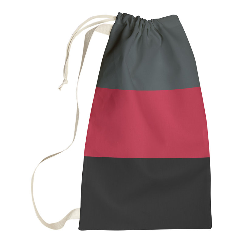 Fabric Laundry Bag with Handles, 36" H x 28" W x 1.5" D, Steel Gray/Red/Black